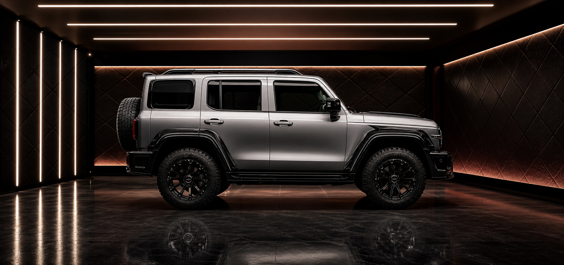 SUV premium transformado em perfil lateral